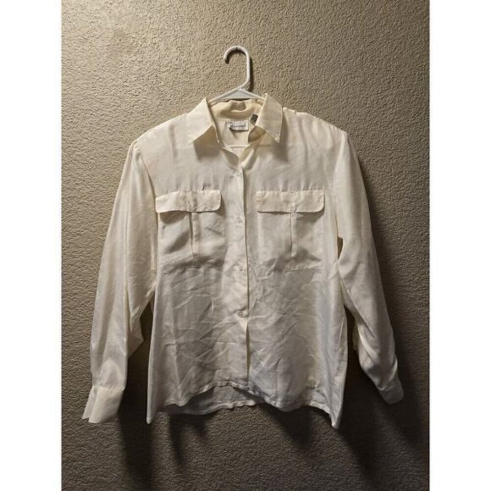 Gs International 100% Silk Womens Long Sleece Button Up Blouse